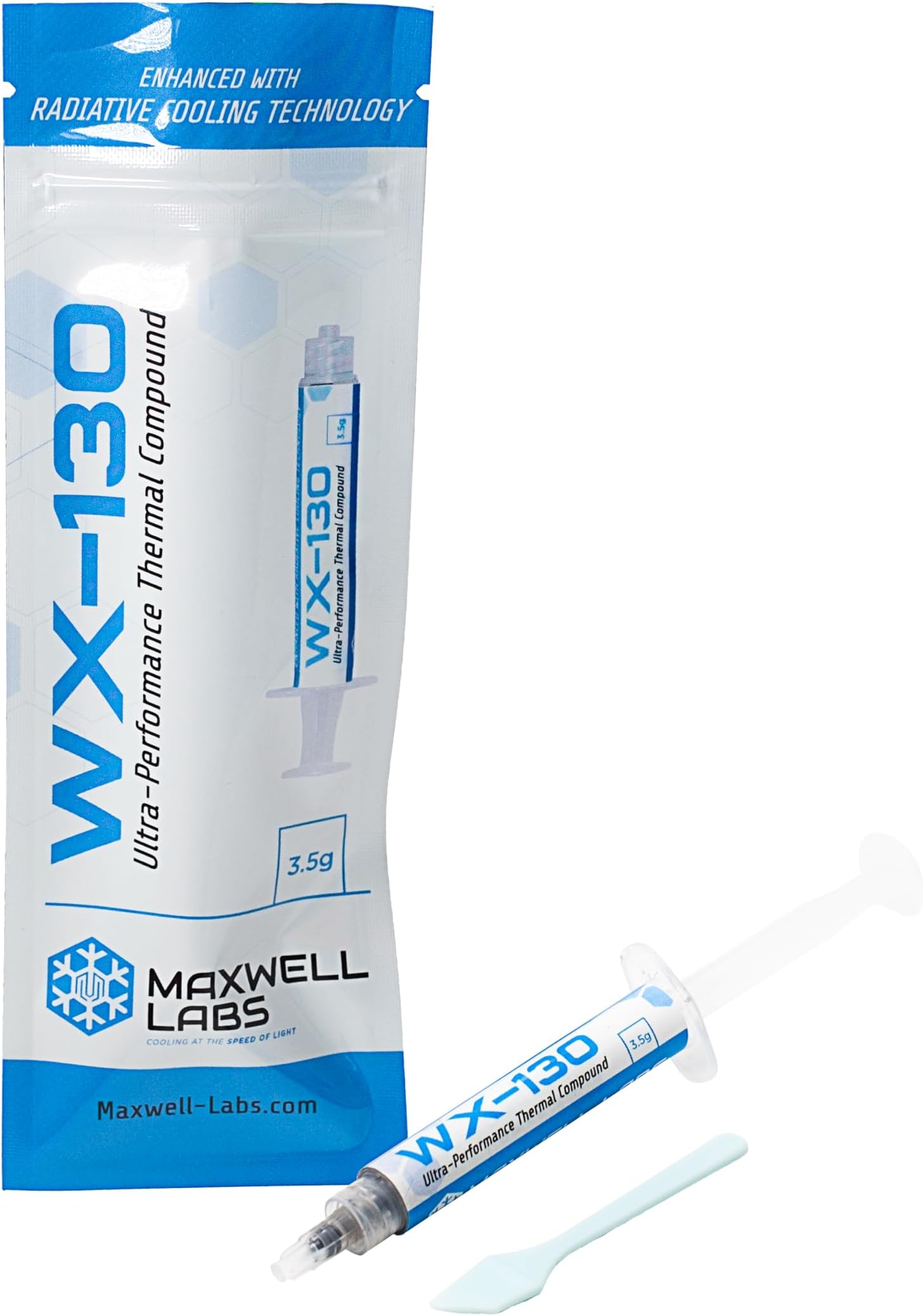 Maxwell Labs Wx-130 - Ultra Performance Thermal Paste for All Processors (CPU, GPU, PC, PS4, Xbox) Enhanced with Radiative Cooling Technology, High Thermal Conductivity, Non-Conductive (3.5g)