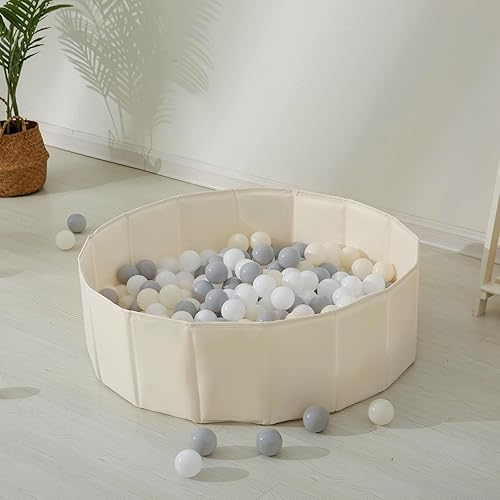 Miniatura 2 de Pisos de bolas beige de 31 pulgadas para niños pequeños, perros, gatos, tienda de campaña de juego para niños, corralitos de bolas plegables con