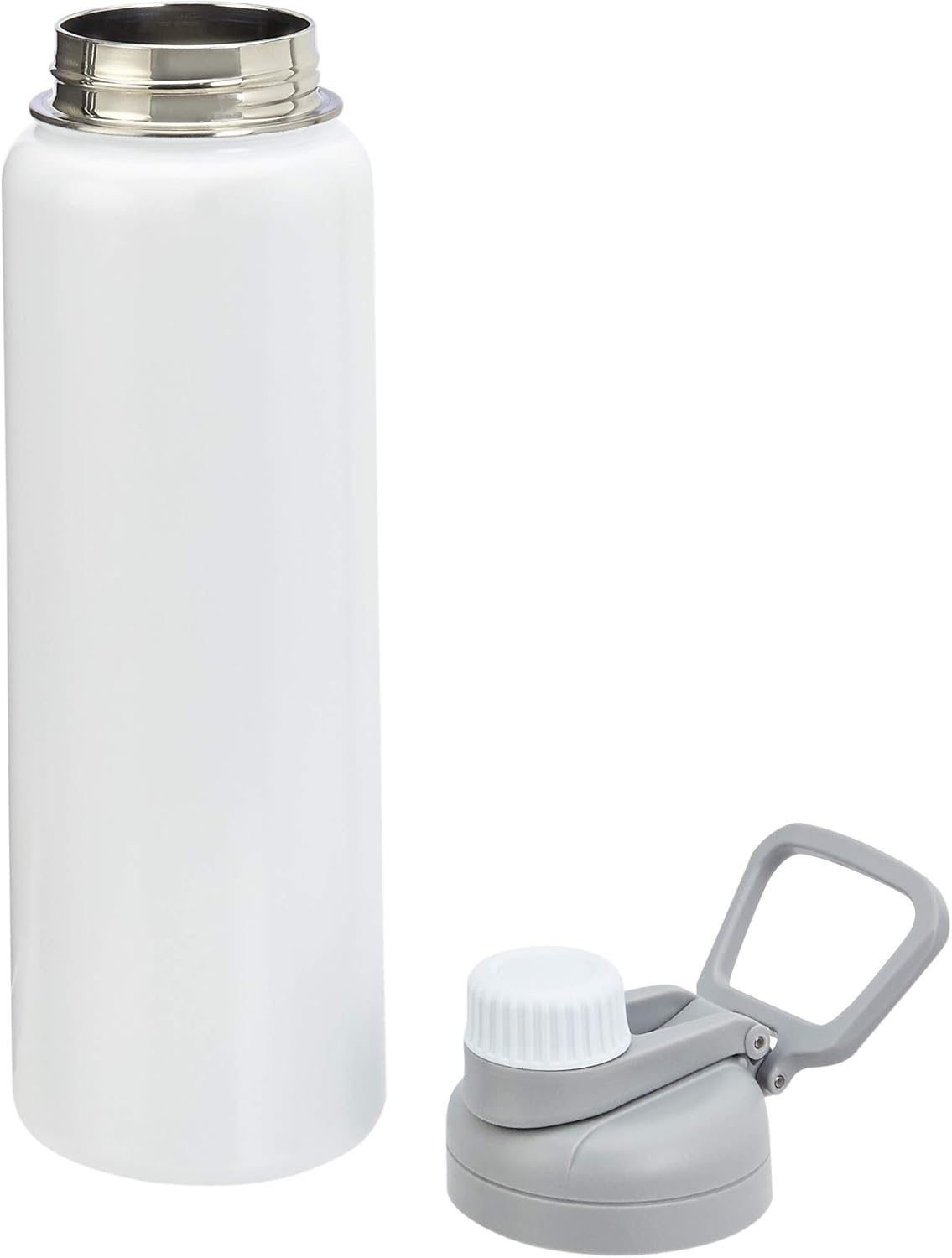  Basics Stainless Steel Insulated Water Bottle with Spout Lid – 30-Ounce, White