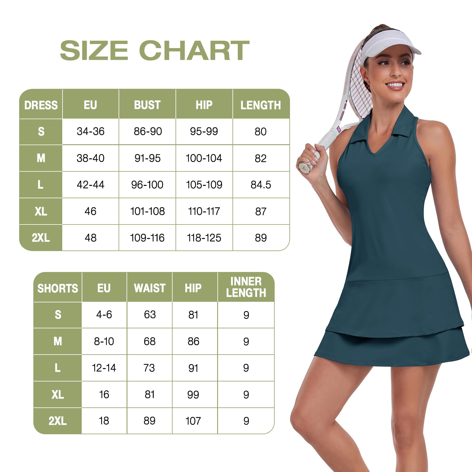 Soneven Vestido de tenis para mujer sin mangas con pantalones y cremallera 1/4