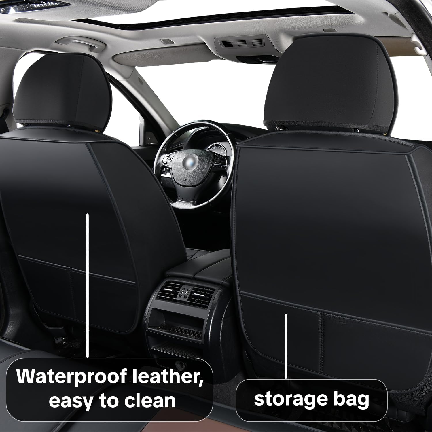 Fit for Toyota Venza Car Seat Covers, for Venza 2009-2016, Black and Brown Seat Covers, 5-Seat Full Set, Waterproof Leather, Upgrade and Beautify The Interior of Old Cars, Non-Slip