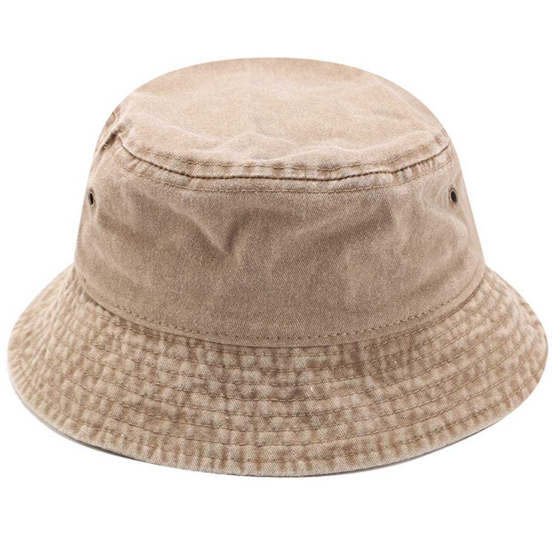 Yixda Vintage katoenen vissershoed, zonnehoed, washed retro outdoor bucket hoed, Kaki, Eén maat