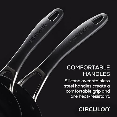 Miniatura 6 de Circulon SteelShield - Ollas y sartenes de inducción con tecnología SteelShield híbrida de acero inoxidable y antiadherente, juego de utensilios de