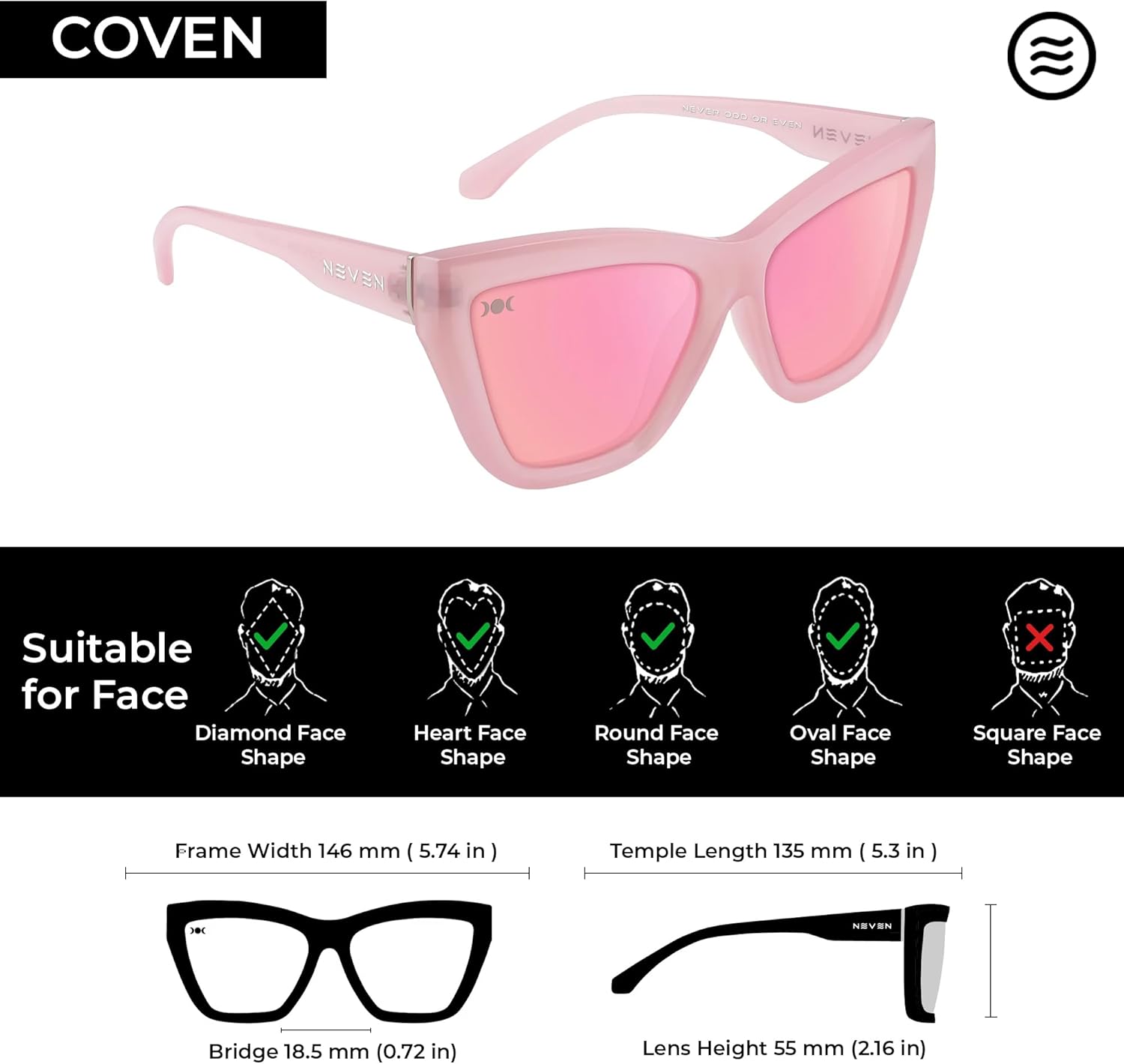 NEVEN Coven Women’s Polarized Sunglasses - Bold, Edgy Designer Cat Eye Sunglasses for Women - Stylish UV Protection Glasses