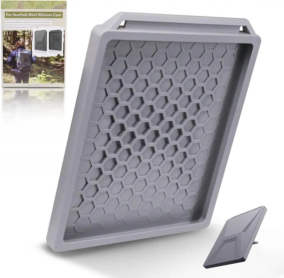 Starlink Mini capa protetora de silicone com adesivos adesivos, antichoque e antiqueda para minisantena parabólica Starlink (cinza)