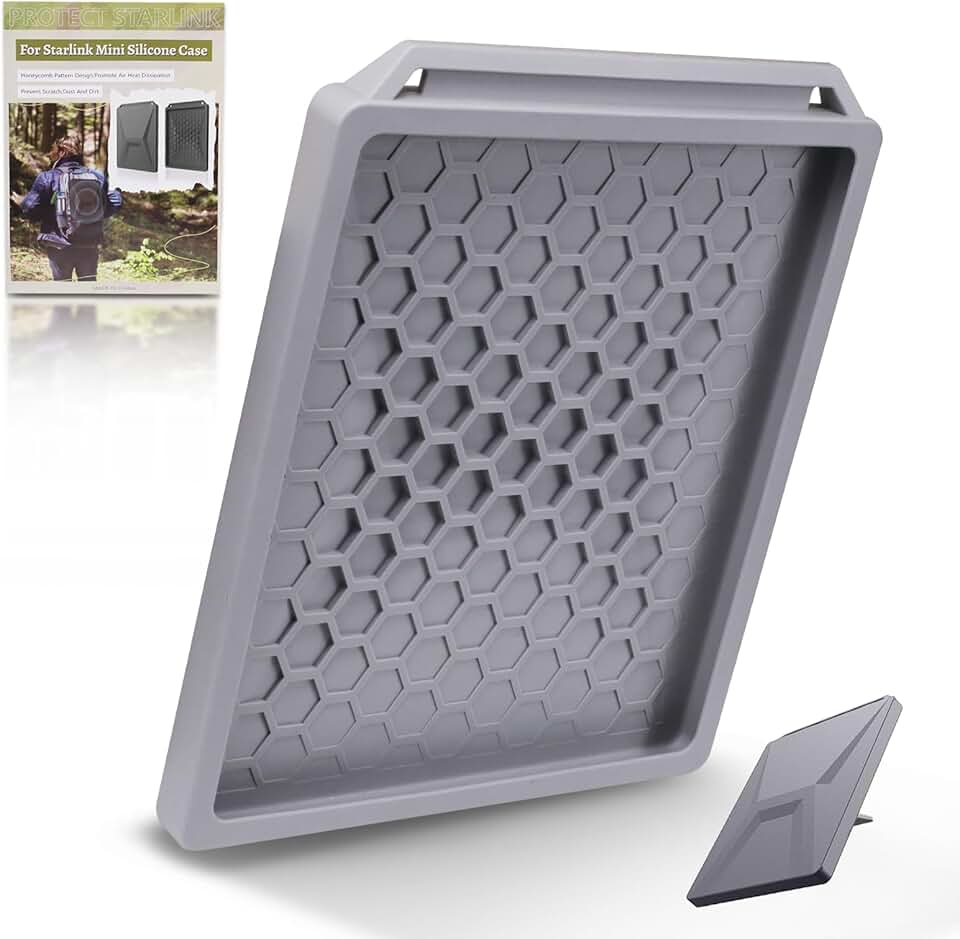 Starlink Mini capa protetora de silicone com adesivos adesivos, antichoque e antiqueda para minisantena parabólica Starlink (cinza)