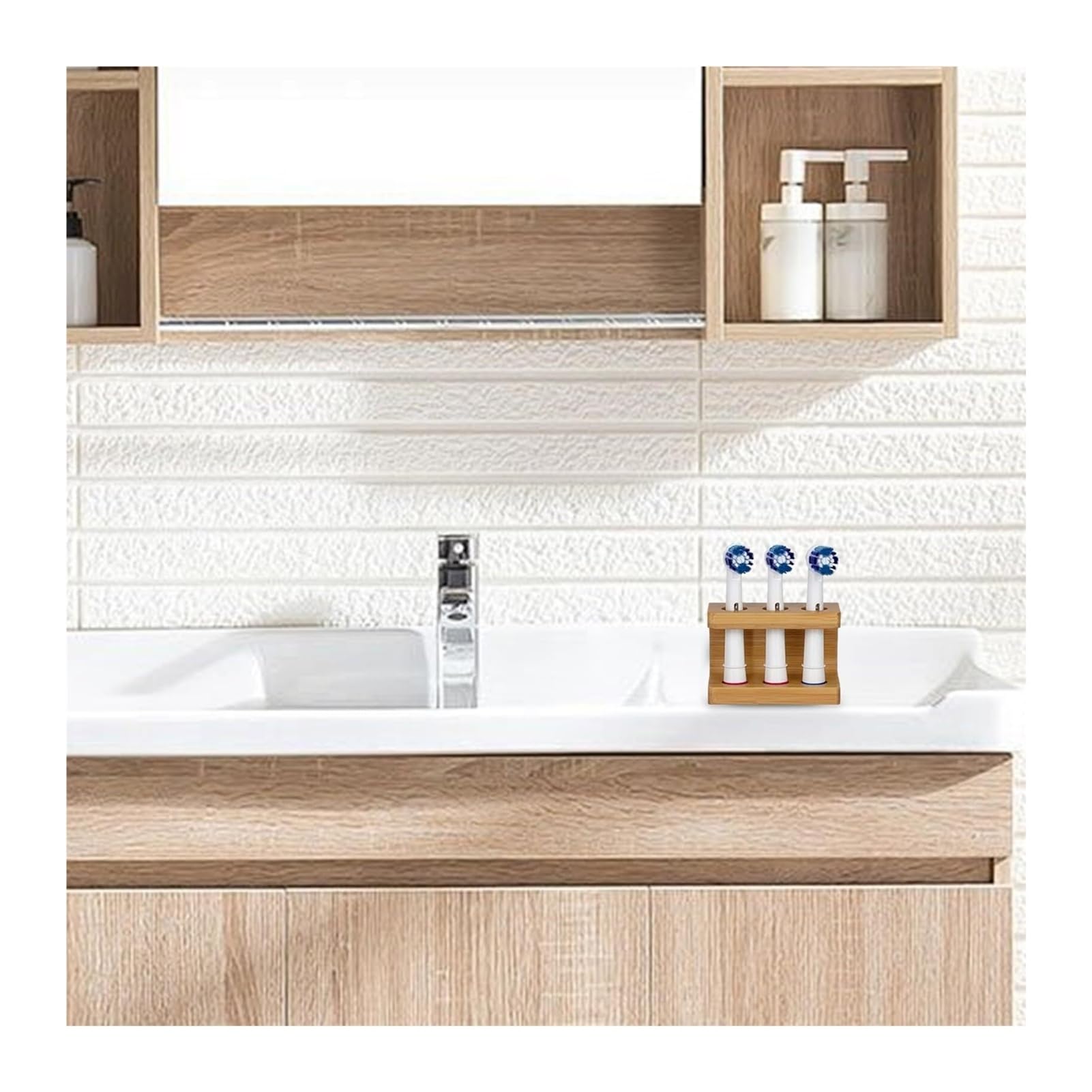 Soportes para cepillos de Dientes Soporte Multiusos de Madera rústica del Organizador Cuarto baño Tenedor Cepillo Dientes con Resistente Agua Organizador de Accesorios(3 Holes)