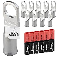 Vista 57 de SELTERM 25 piezas de lengüetas de cable de batería de cobre estañado de grado marino de 2/0 AWG de 3/8 pulgadas, terminales de anillo de calibre 00