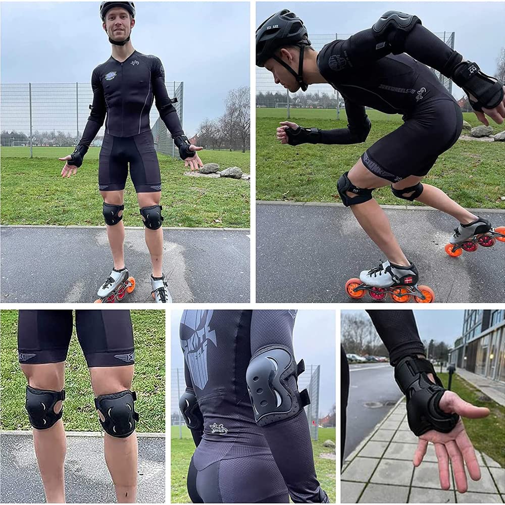 6Pièces Enfant Adultes Protection Gear Set avec Genouillères Coudières Et Protège Poignets pour La Planche à roulettes Vélo Patinage à roulettes,S