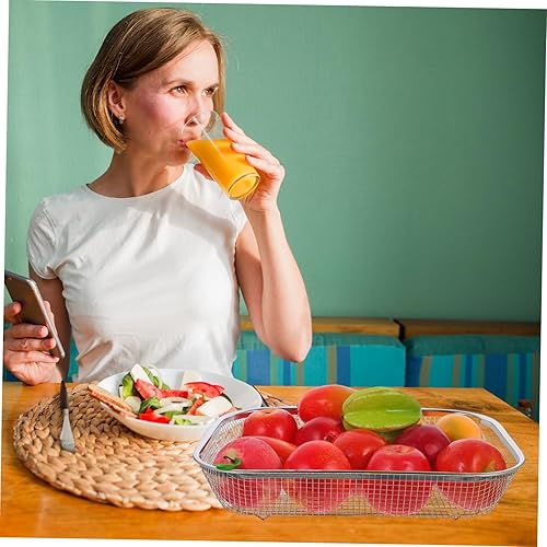 Miniatura 8 de BESPORTBLE Colador de cuenco de lavado, 2 unidades, cesta de drenaje, cesta de filtro de acero inoxidable, colador portátil de metal para alimentos