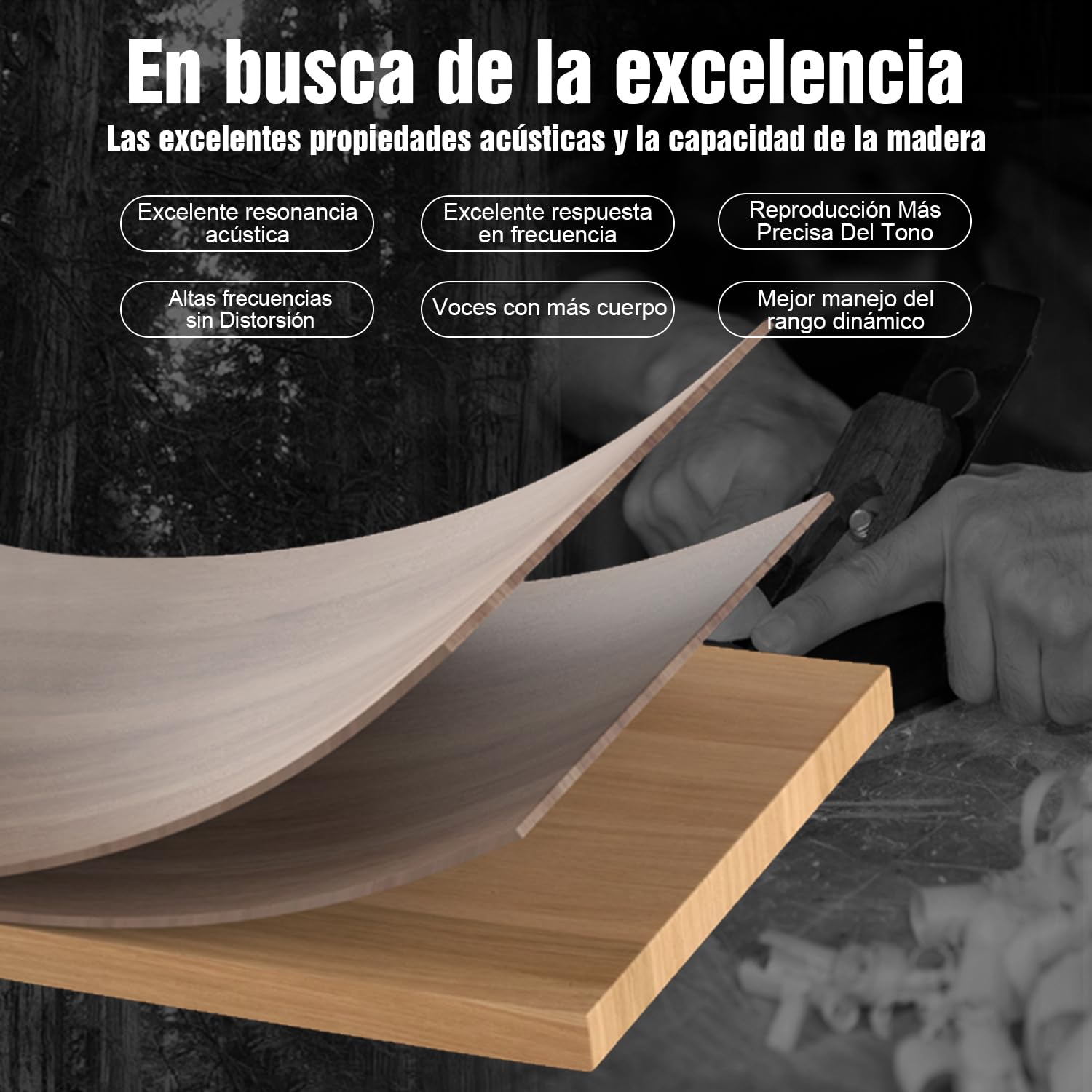Hiwill Barra de Sonido Dolby Atmos 5.2.2ch de Madera, Barra de Sonido Todo en uno para Smart TV con Doble subwoofer Incorporado, Sistema de Sonido Envolvente de 400W para Altavoz de TV, WoNoble A502