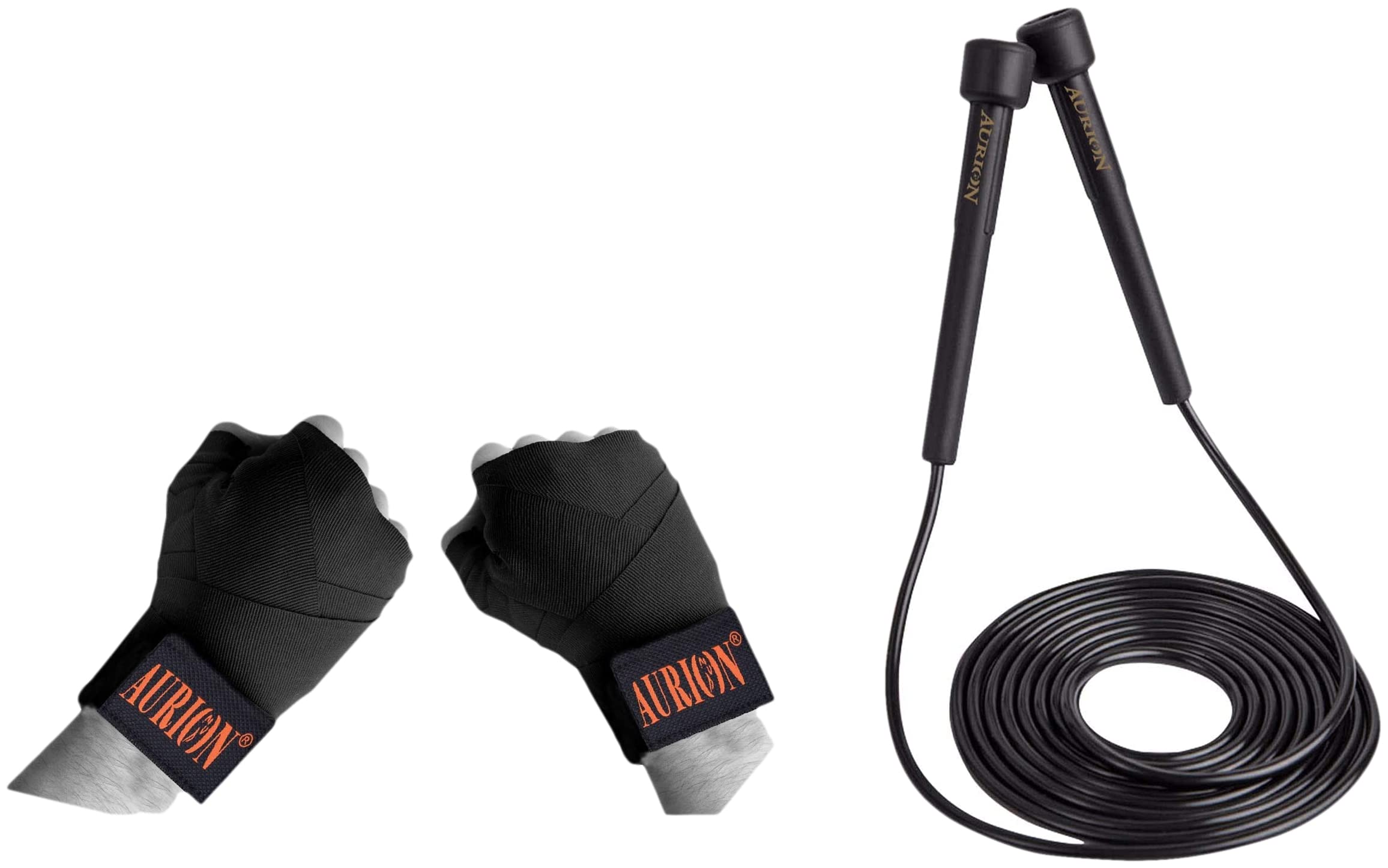 Aurion 3434 Canvas Boxing Hand Wraps, 108-inch (Black/Red/Blue)