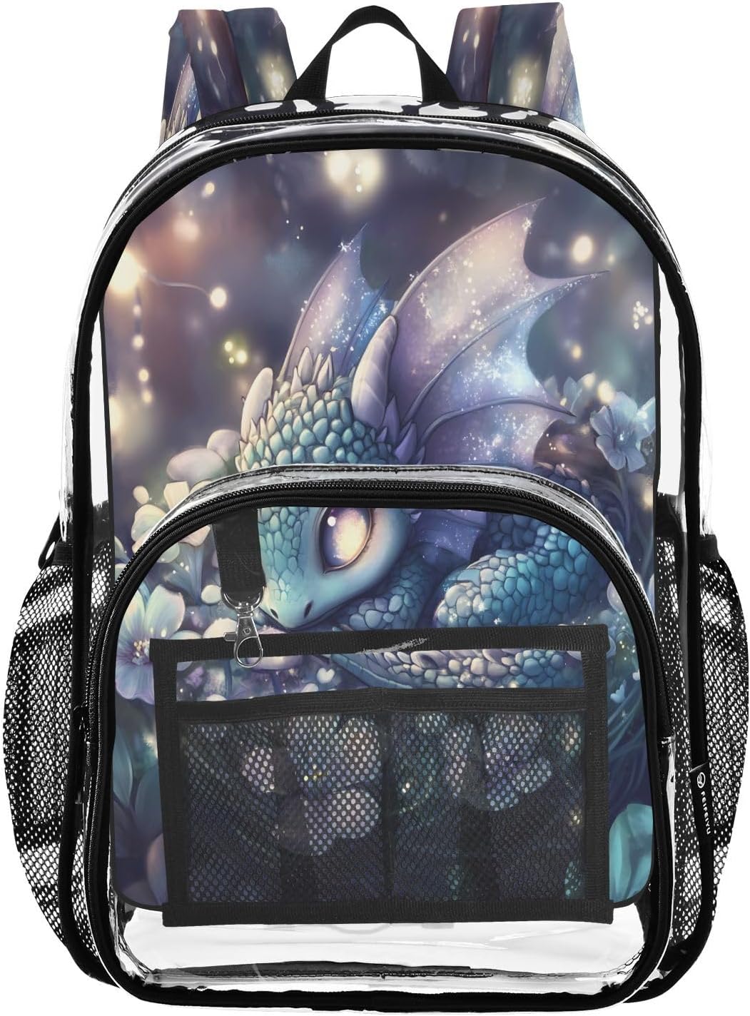 Dragon Cute Clear Backpack Heavy Duty See Through Transparent PVC BookBag for Kids Boy Girl School Work