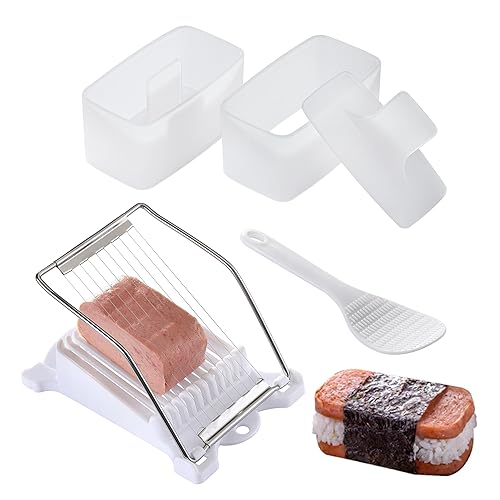 2PCS Spam Musubi Press Mold Kit, Cokuma Spam Musubi Mold with Meat Spam Slicer and Rice Paddle, Create Authentic Hawaiian Musubi at Home, Great for Personal Use and Hawaii Restaurant