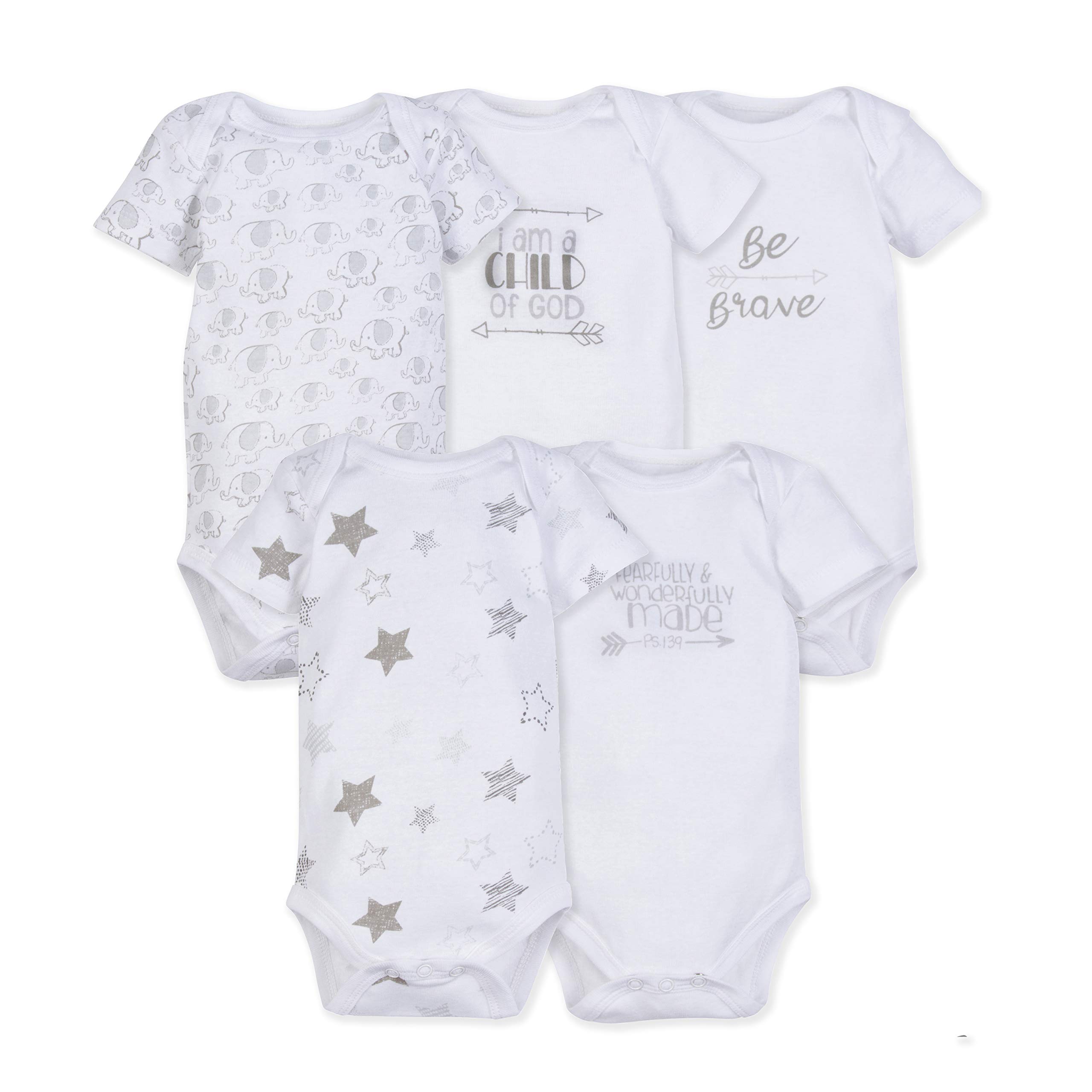 Miracle BabyMiracleWear Solid Color Baby 5-Pack Bodysuits Short-Sleeve Daywear for Boy, Girl & Neutral Unisex …