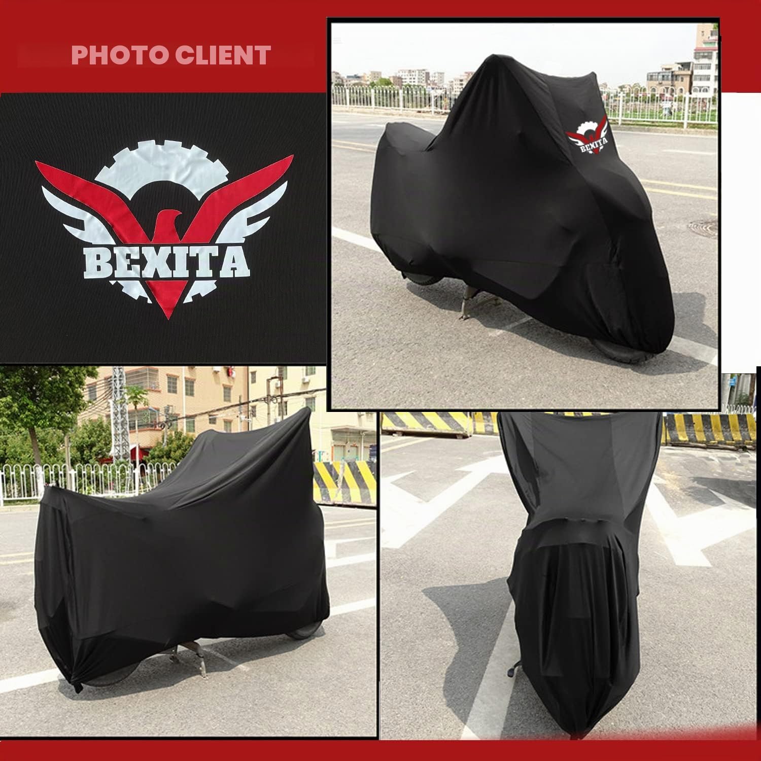 Housse Moto Intérieur Housse de Protection pour Moto Tissu Élastique Respirant Anti-poussière Housse pour Moto Scooter,XXL : Longueur (200 à 221 cm)