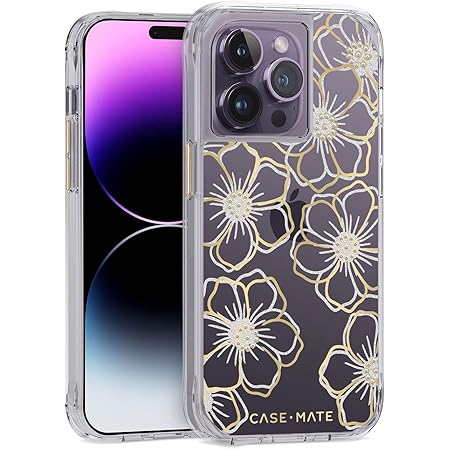 Case-Mate IPhone 14 Pro Max Case - Floral Gems Rhinestone Protection Case