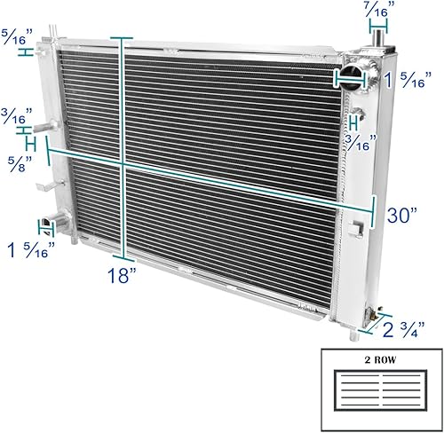 Miniatura 2 de Spec-D Tuning Radiador de carreras de refrigeración de aluminio con 2 núcleosfilas, compatible con Ford Mustang 1997-2004