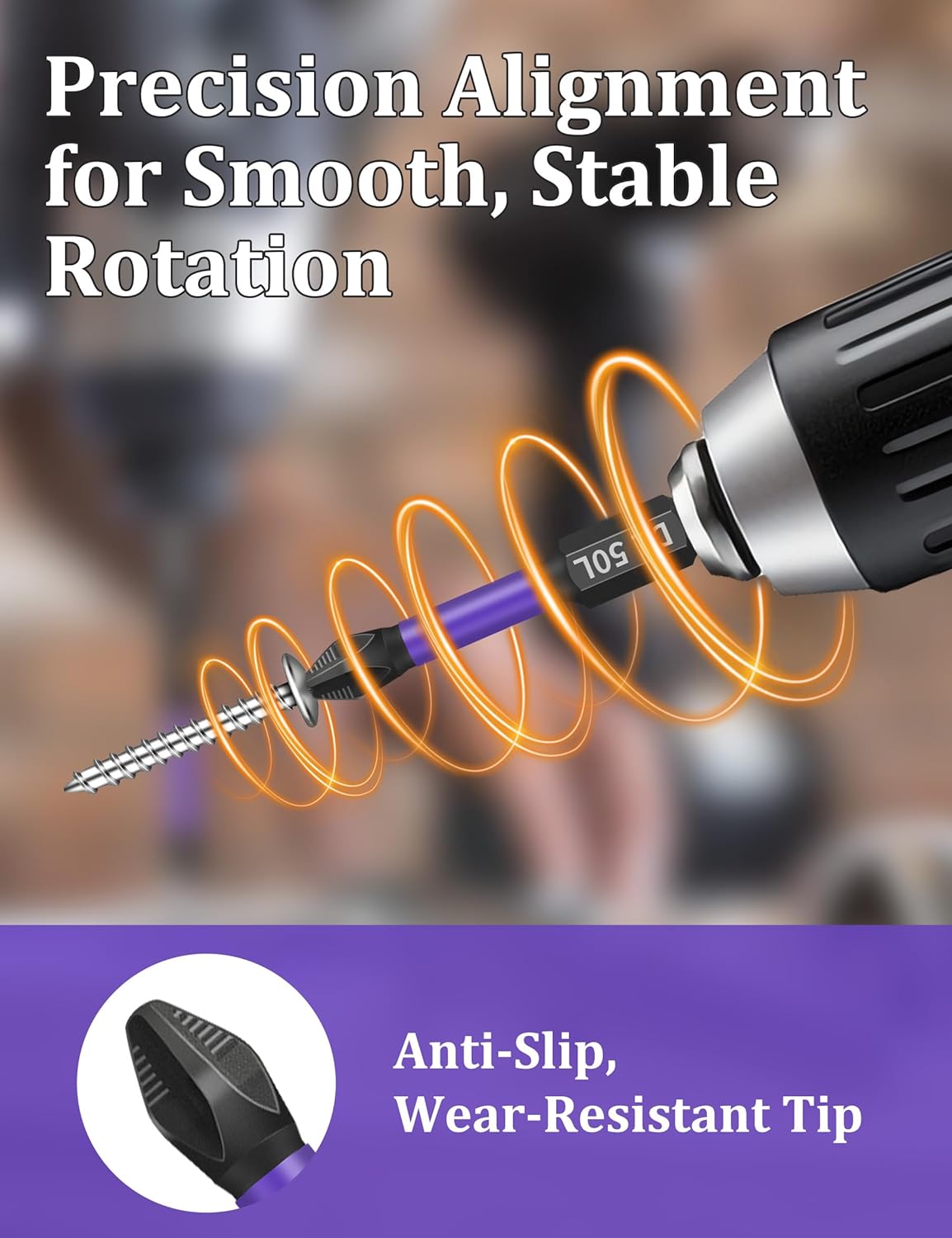 Tomorotec 11PCS Magnetic Phillips Screwdriver Drill Bit Set - Anti-Slip, Shock-Absorbent, Compatible with Impact & Electric Screwdrivers (Purple)