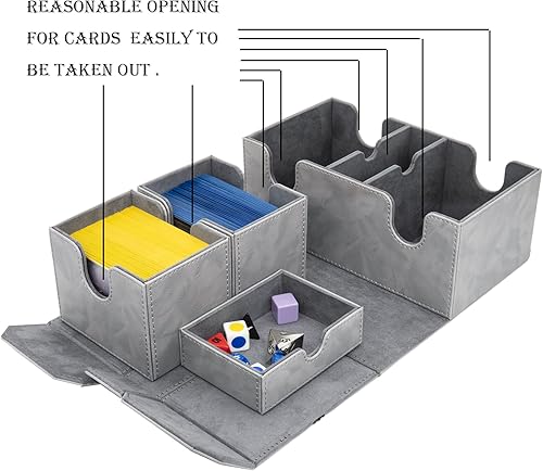Vista 5 de Zoopin - Caja de 200 cartas para MTG, CCG, TCG, Yugioh... con dos contadores de vida integrados y dos bandejas de tarjetas más una bandeja de dados