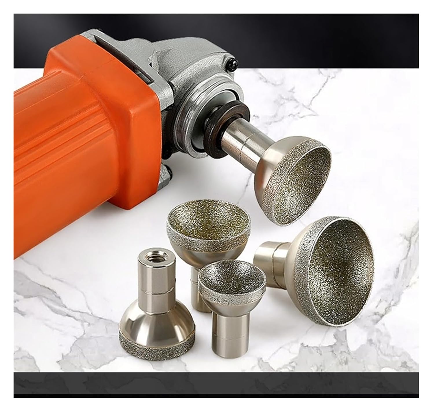 1pc Diamond Mounted Point 20-50mm Head Diameter Spherical Concave Head Bead Coarse Grinding Bit for Jade Amber Stone Beeswax(45mm)