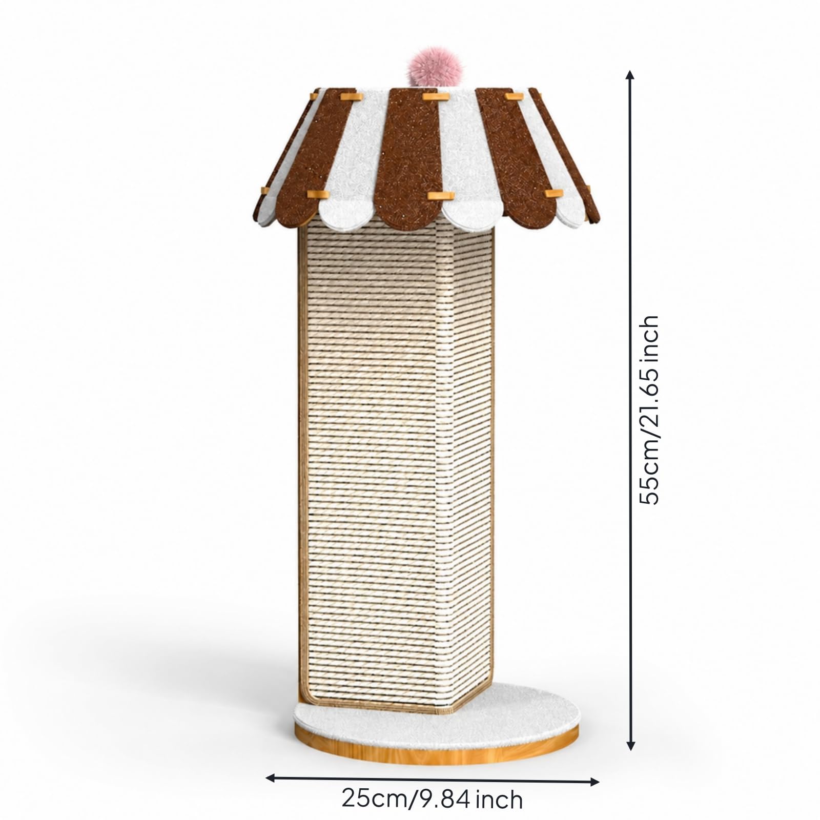 Poteau à Griffer Sisal Stable Griffoir avec Cor Sisal Griffoir avec Pompon pour Chats D'intérieur
