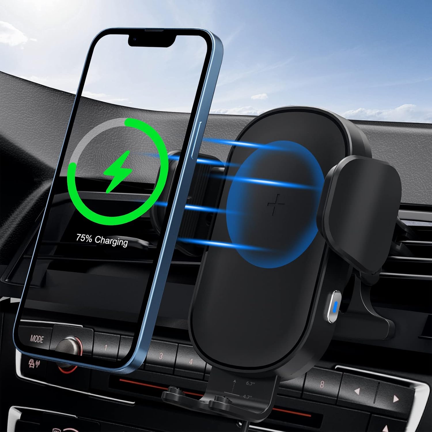 Beeasy Chargeur Induction Voiture 15W Qi, Chargeur sans Fil Voiture Rapide Porte Automatic
