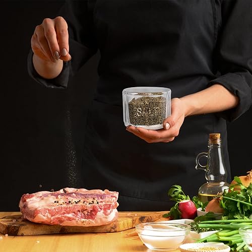 Miniatura 7 de Nicunom Paquete de 2 saleros de cristal transparente con tapa, contenedor de almacenamiento de sal, estilo retro, decoración de cocina, regalo de