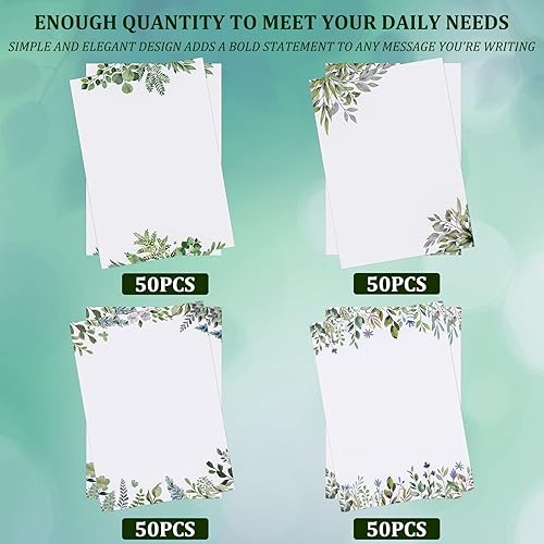 Miniatura 4 de 200 hojas de papel rústico papelería con membrete vegetal, papel de escritura estacionario, papel de impresión decorativo para oficina, hogar, boda,