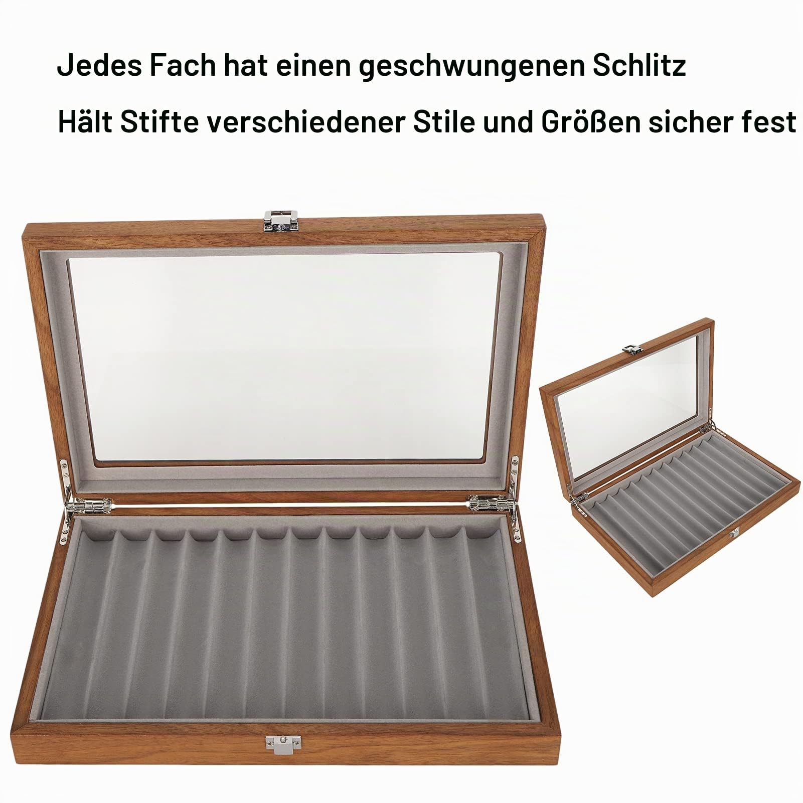 Sxhlseller Hölzerne Füllfederhalter Vitrine Geschenkbox für 12 Stifte Display 12 Slot Füllfederhalter Vitrine Großraum Pen Collector