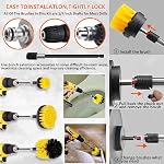 7pcs Drill Brush Attachment Power Scrubber Cleaning Brush Grout Cleaner Brush All Purpose Drill Brush Set for Grout, Floor, Tub, Shower, Tile, Bathroom and Kitchen Surface (Yellow)