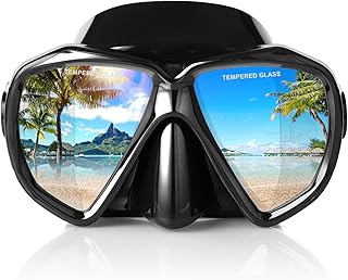 Máscara de buceo panorámica HD para natación, gafas de buceo antivaho, máscara de buceo de vidrio templado, gafas de natación para adultos y jóvenes con cubierta nasal para buceo, esnórquel, natación