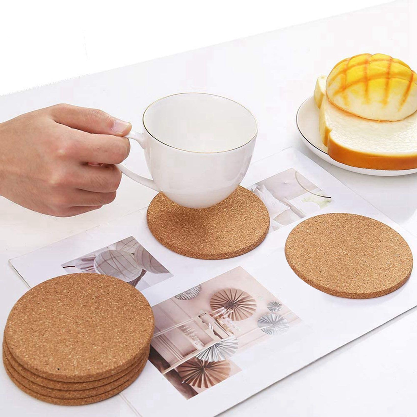 100 Paquets de sous-Verres en LièGe pour, sous-Verres de Bar Absorbants RéSistants à la Chaleur Soucoupes RéUtilisables pour Verres à Vin Tasses Tasses