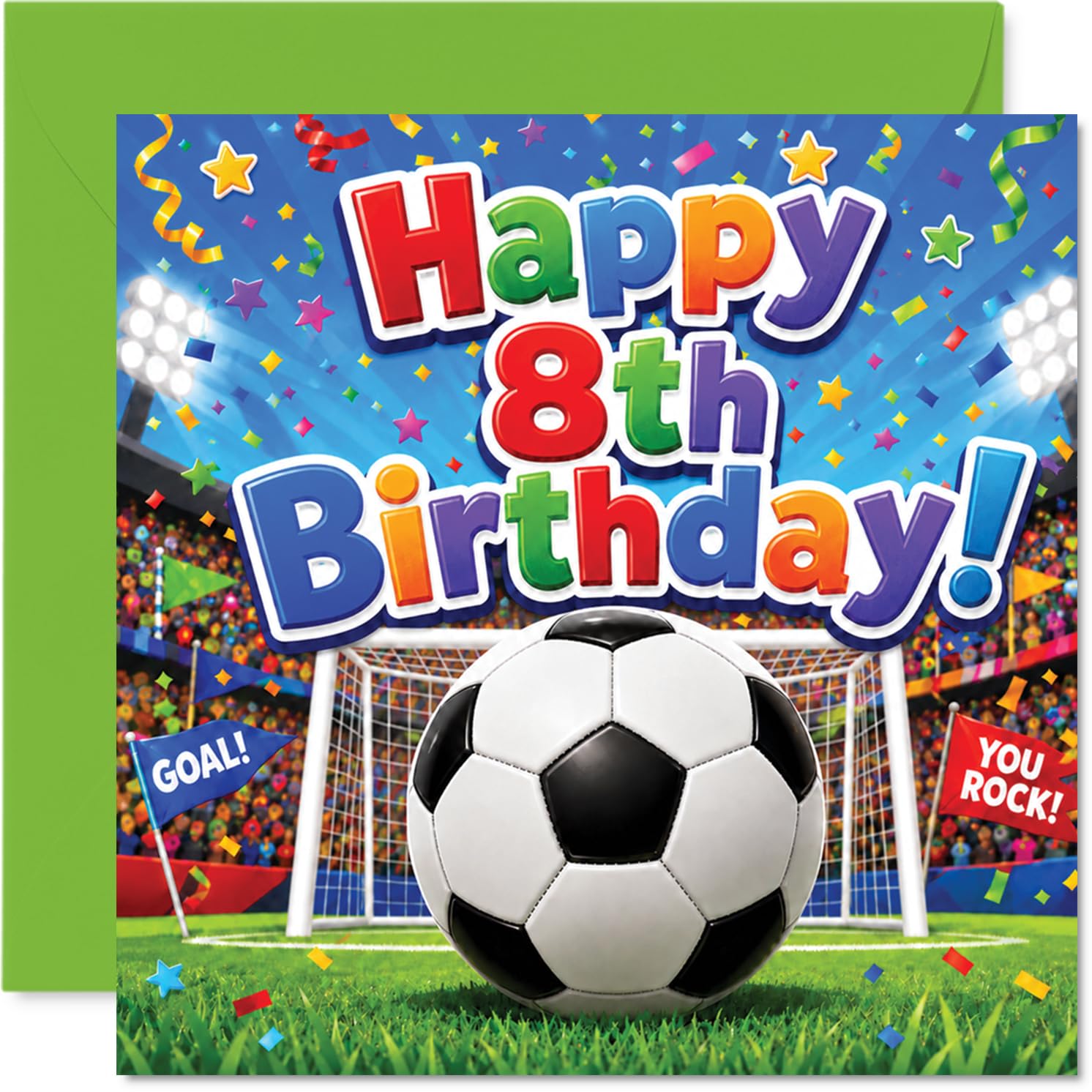 Playful 8th Birthday Card, Kick off the Fun