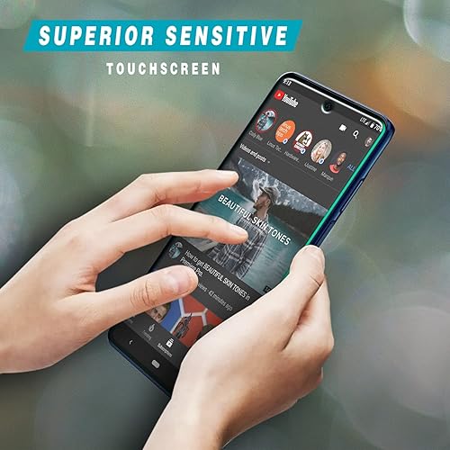 Miniatura 5 de HPTech Paquete de 2 protectores de pantalla diseñados para Motorola Moto Edge (2021)  Moto Edge 5G UW vidrio templado, dureza 9H, antiarañazos, sin