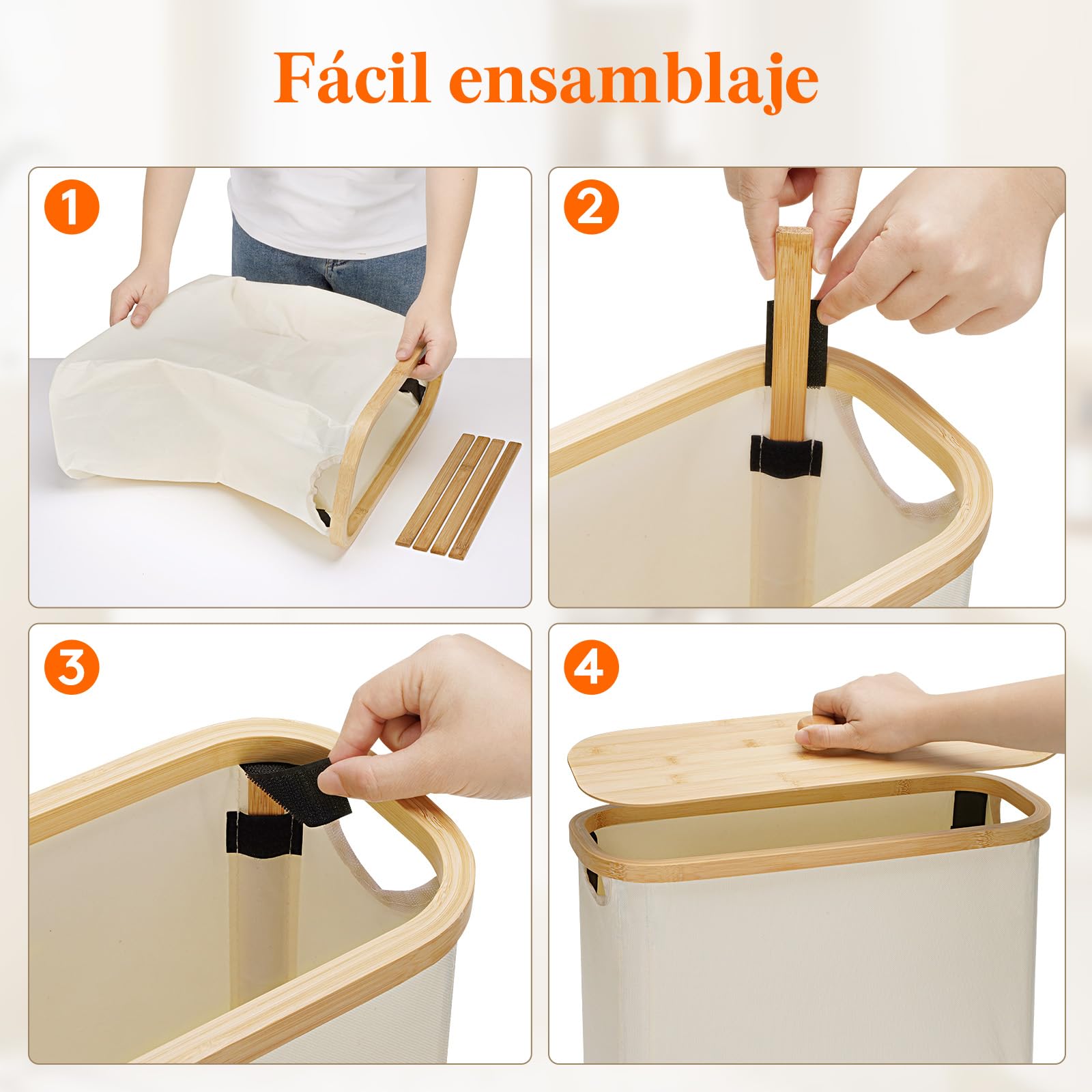 Lifewit Organizador Papel Higienico, Cesta Almacenaje Portarrollos Guarda Rollos Papel Higienico, Bambú Angosto Organizador Baño con Tapa, 23L, Blanco