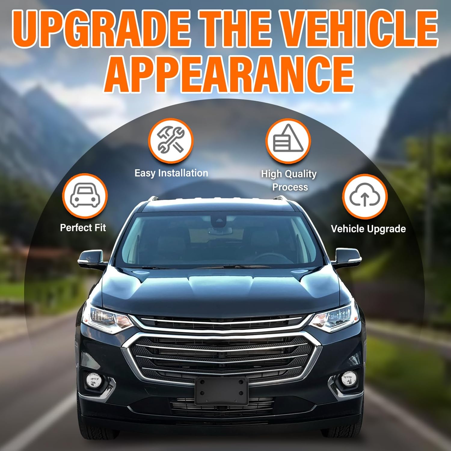 ABS Front License Plate Holder & Frame Bracket- Enhanced Anti- Vibration Design - Compatible with Chevrolet Traverse 2013-2017, Rust-Proof Direct Replacement with Screws,Quick Installation