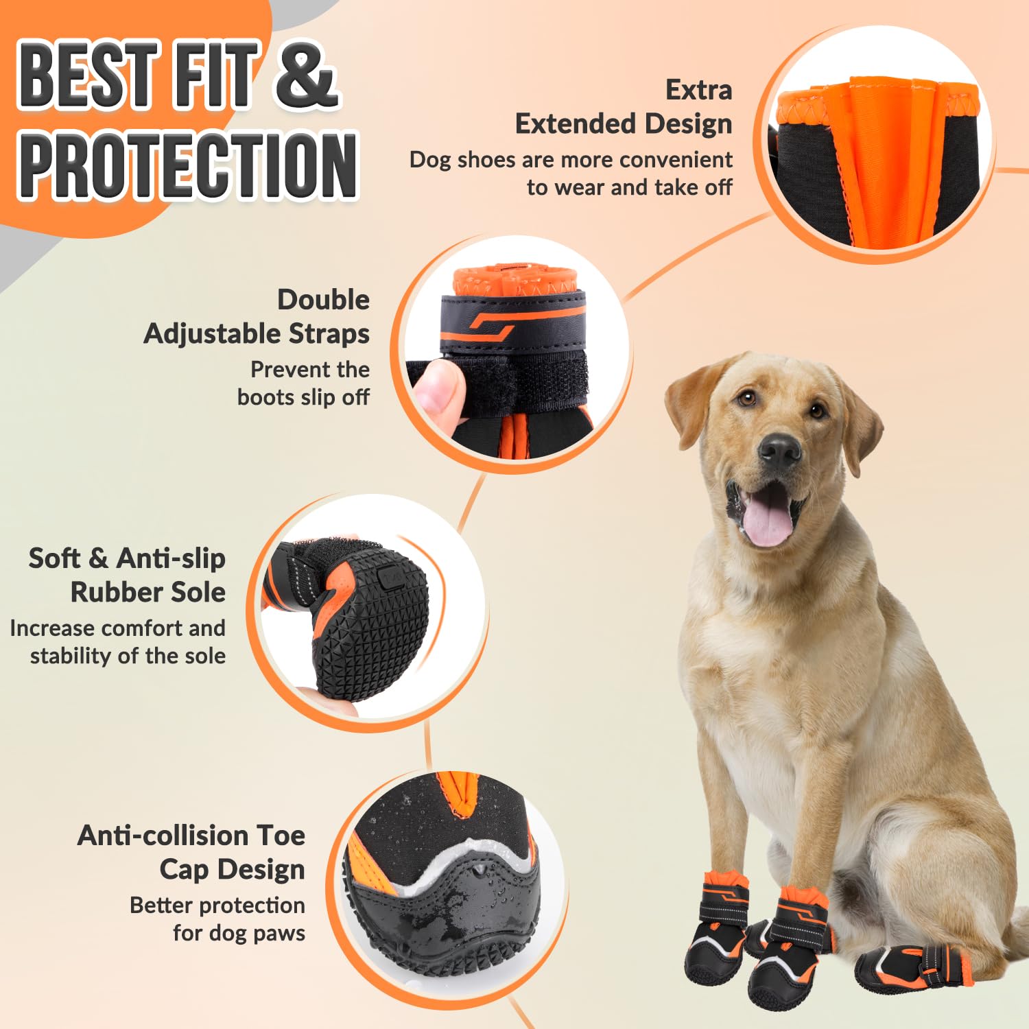 Eyein Dog Boots Paw Protector, Breathable Dog Boots for Injured Paws Waterproof, Dual Adjustable Washable Non-Slip Dog Shoes for Walking, Reflective Dog Shoes for Small Medium Large Dogs(2pcs) — view 29