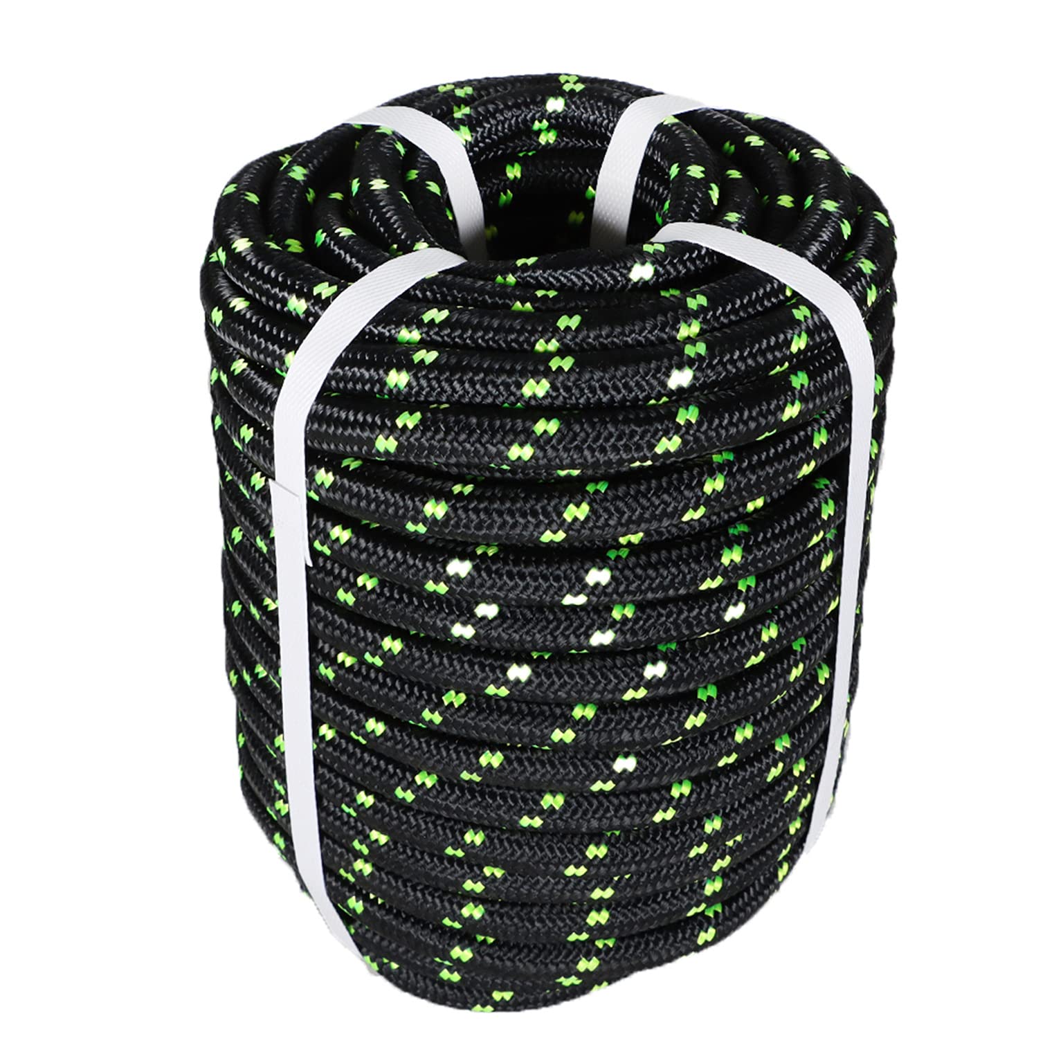 mitoharet 1/2 Inch x 100 FT Double Braid Polyester Arborist Rigging Rope,Nylon Pulling Rope Arborist Rigging Rope Sailing Rope for Camping Swings Arborist Gardening Marine, Black & Green