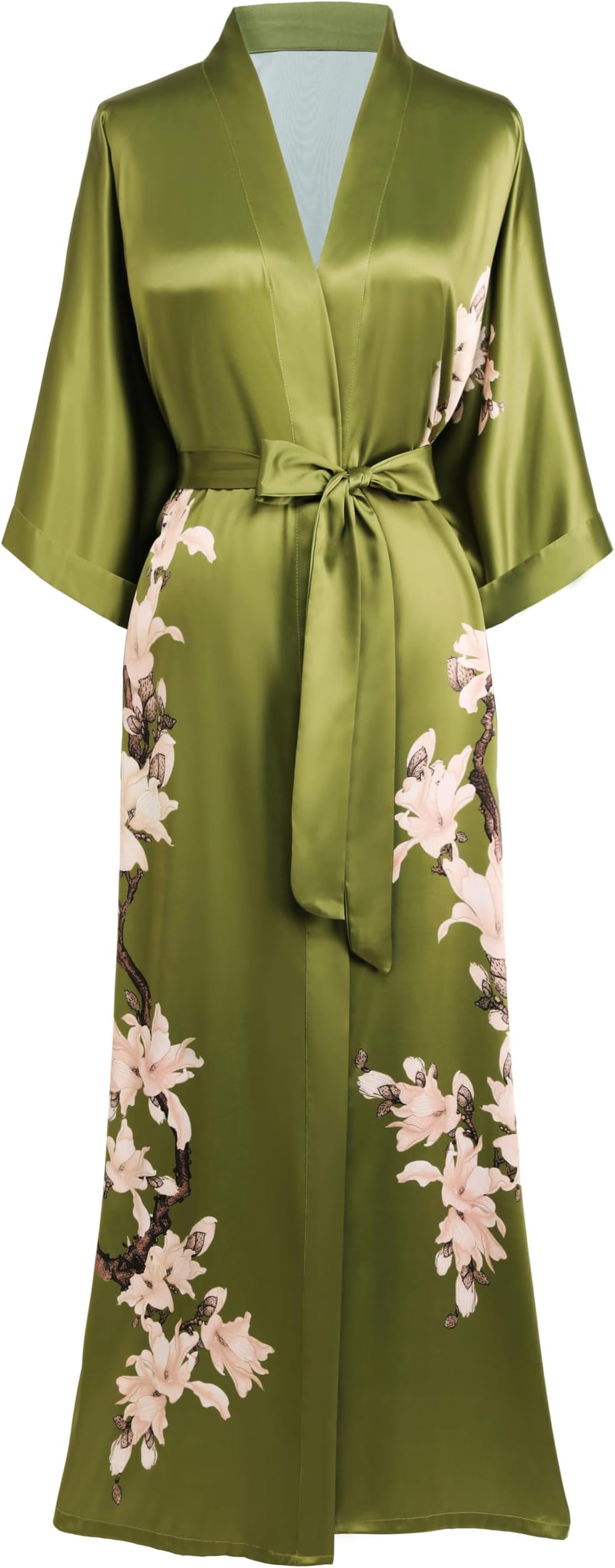 Kimono Robe Cover up Long Floral Satin Sleepwear Silky Bathrobe Bachelorette Robe