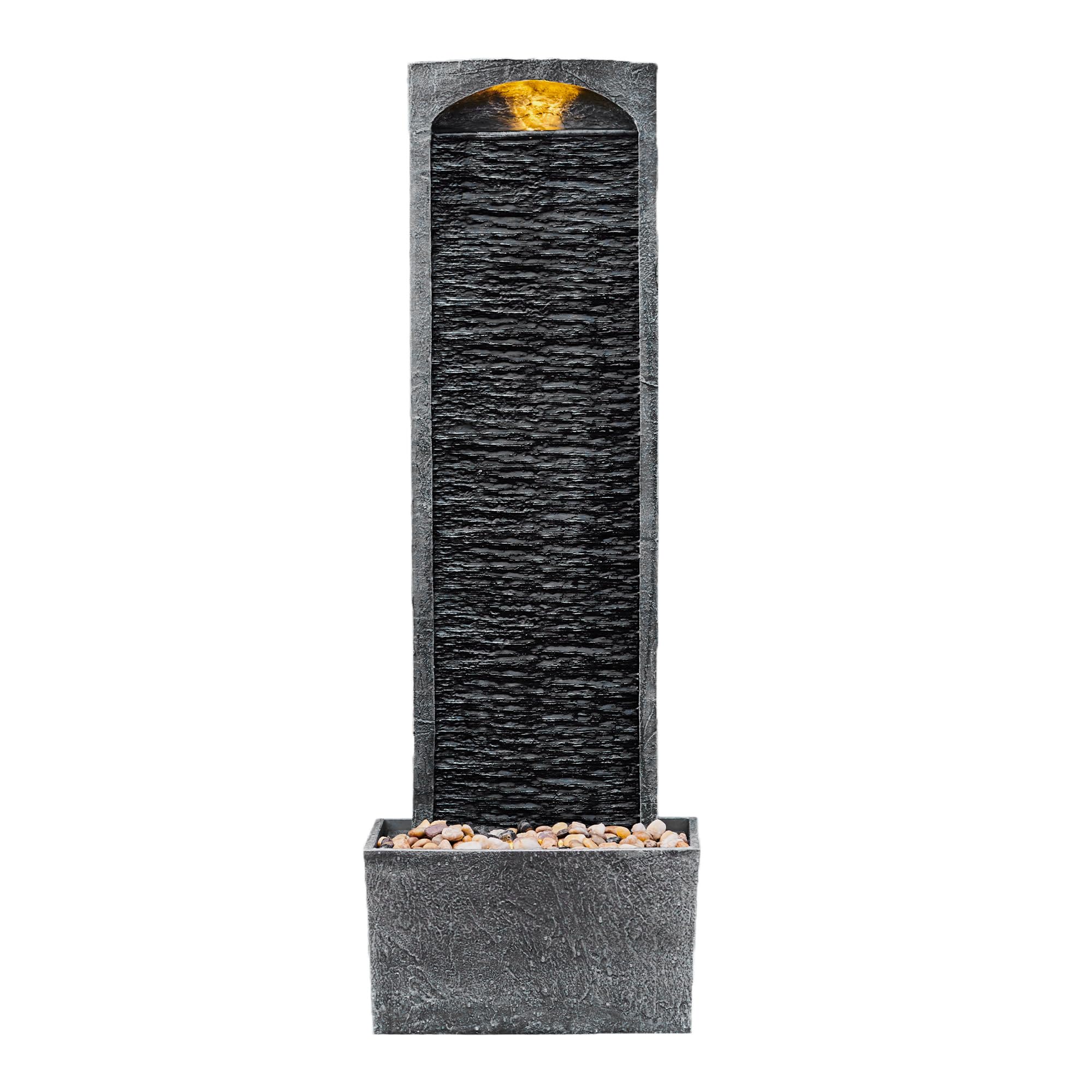 Teamson Home 38.5 Inch Faux Slate Fountain with Pebble Base