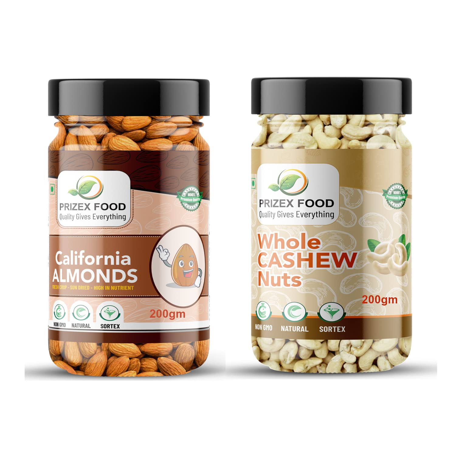 Prizex Fresh Almond & Cashew Combo Pack 200gm + 200gm | Kaju Badam 400 GM (B09TP6VWFM) Amazon Price History, Amazon Price Tracker