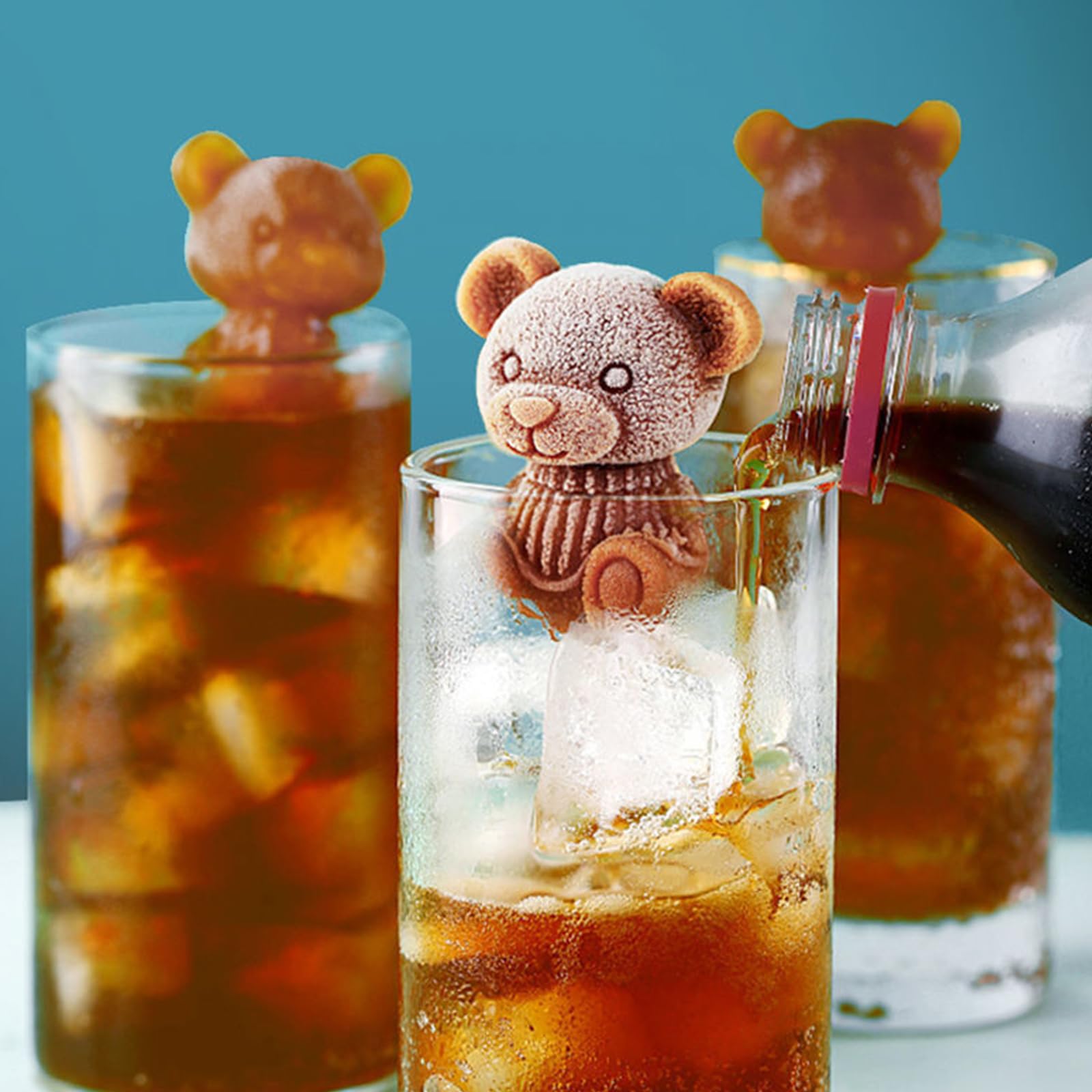 Stampo Per Ghiaccio A Forma Di Orso In Silicone: Senza BPA, Con Coperchio, Perfetto Per Cocktail E Bevande Fredde! - Foto 6