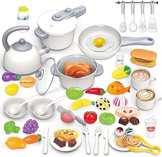 Kids Kitchen Toys,76PCS Pretend Play Kitchen Set Cooking Toys for Kids Girls Boys Toddlers, Kitchen Playset Accessories with Play Food Pots Pans Utensils and Dishes