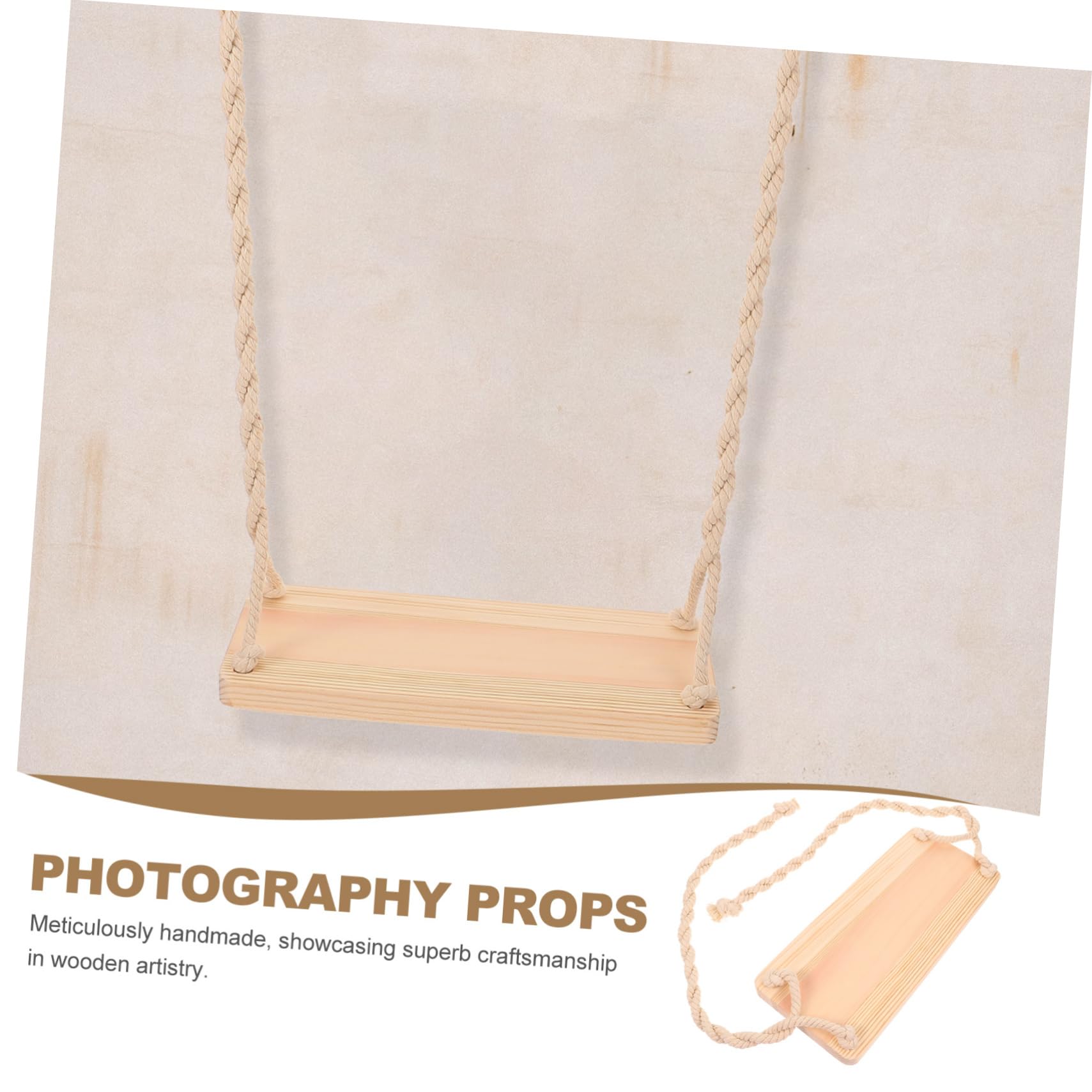 Vaguelly Columpio Asiento Seguro y Resistente Diseño Natural de Madera para Fotografía Adecuado para Decoración del Hogar y Estudio Fotográfico