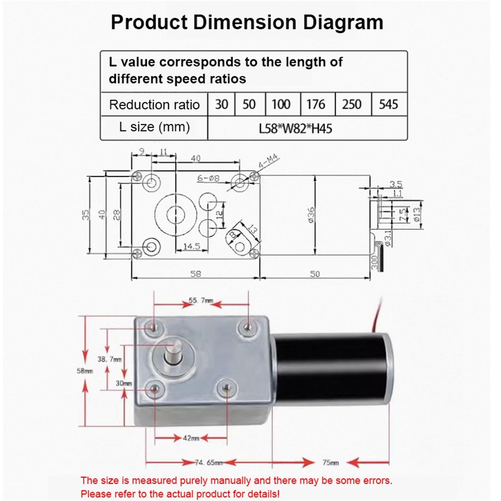 200 kg 5882-45 Gleichstrom-Untersetzungsmotor, 12 V, 24, hohes Drehmoment, Schneckenselbstsperrung, langsame Geschwindigkeitsregelung vorwärts und rückwärts(24rpm,24V)
