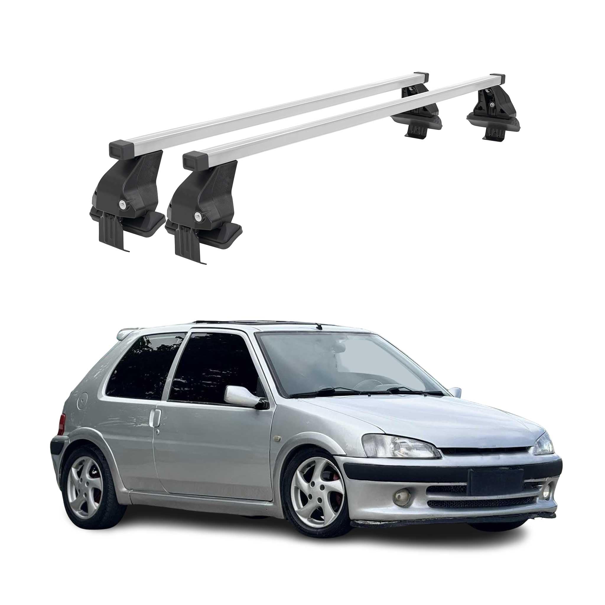 Barres De Toit Aluminium MENABO Pour Peugeot 106 3 Portes 1992-2004 - Fixation Rapide Et Robuste