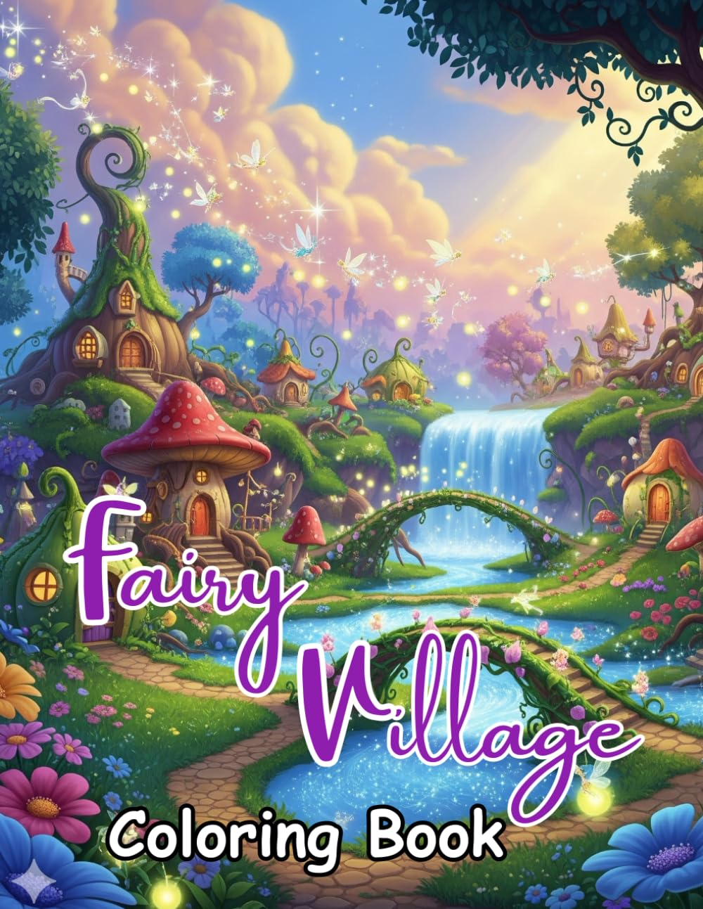 Fairy Village Coloring Book: Cozy Fantasy Fairy Villages, Enchanted Forest Houses, Whimsical Fairy Homes, Magical Tree Houses & Dreamy Cottage Scenes for Relaxation, Stress Relief and Creative Calm