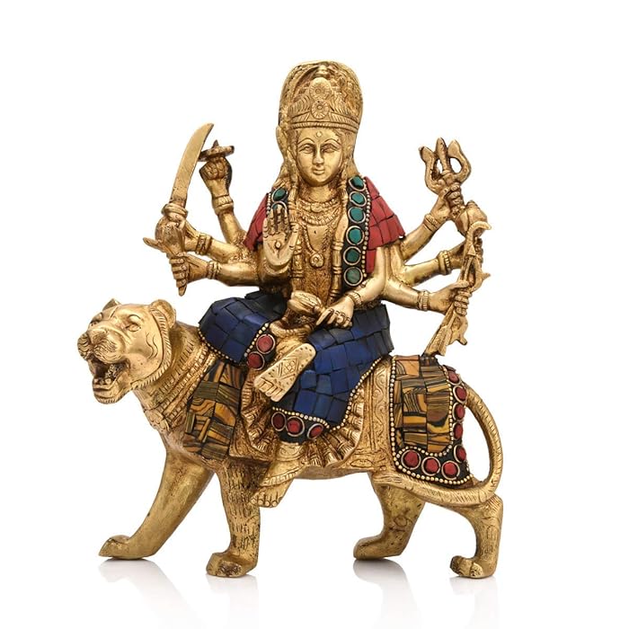 Buy CraftVatika Goddess Ma Durga on Tiger Brass Statue Maa Durga