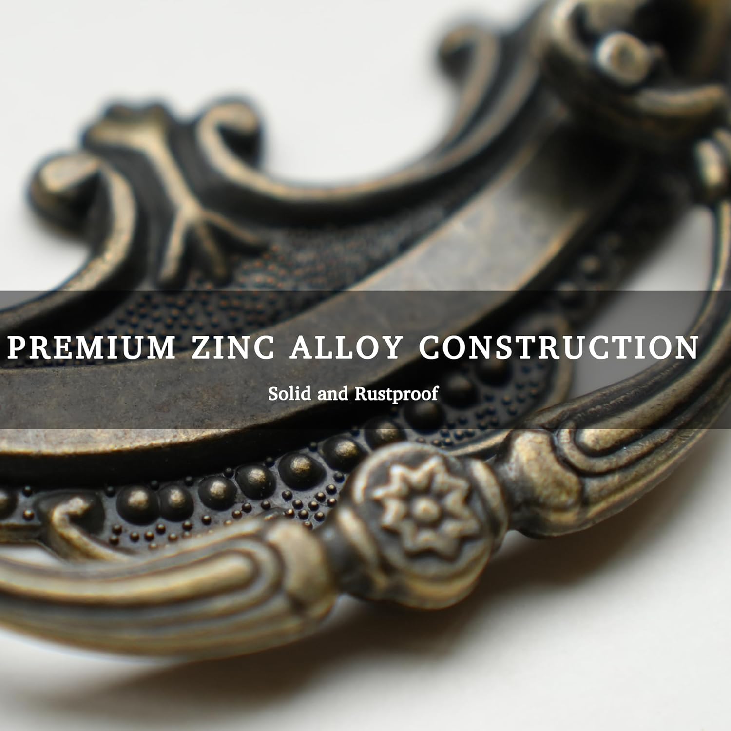 8 Pack Antique Brass Baroque Style Drop Bail Drawer Pulls, 2 Inch Hole Center Vintage Cabinet Handles for Dresser, Wardrobe, Cupboard, Furniture Restoration